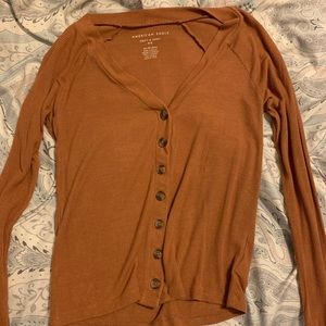 Brown/burnt orange button up top